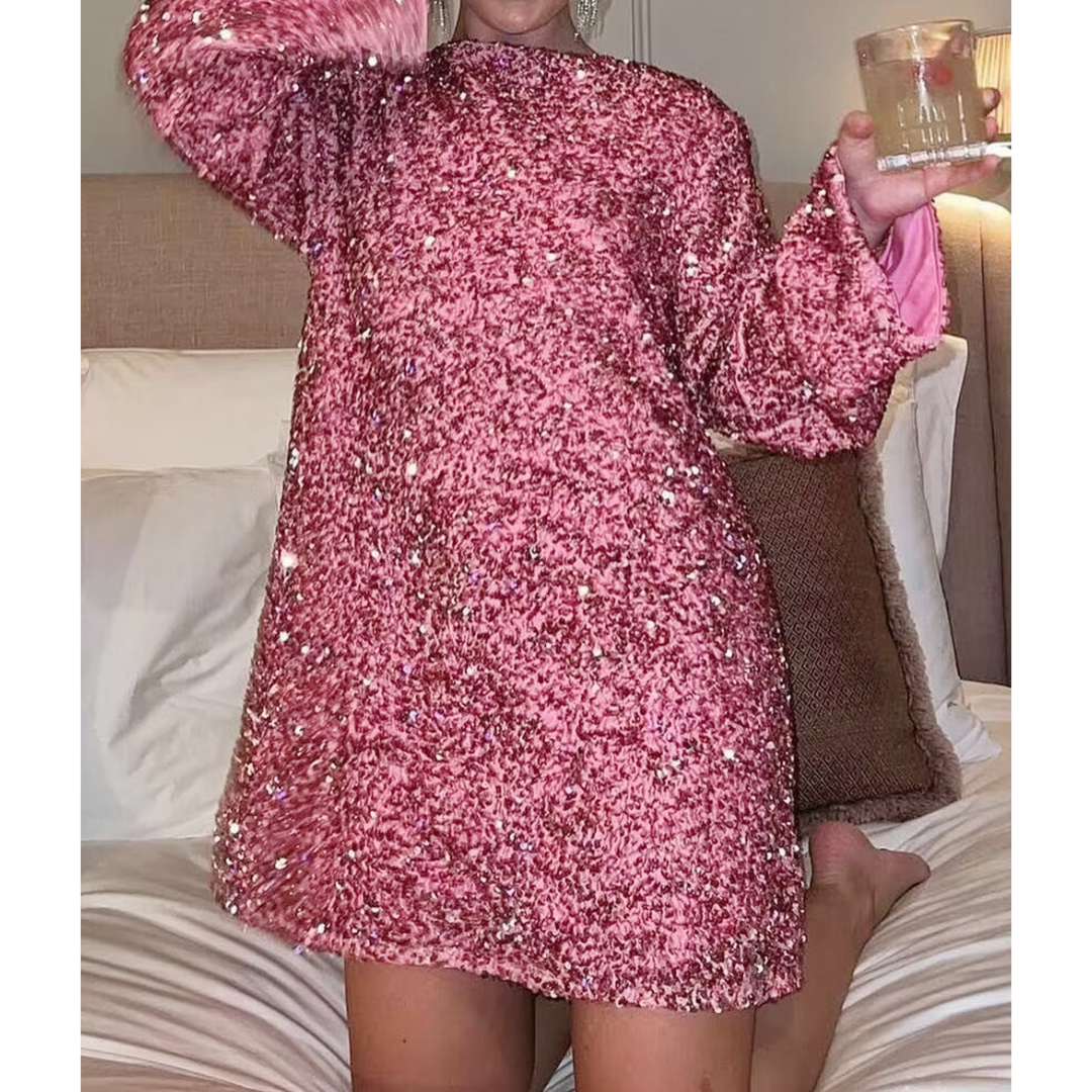 Women’s Elegant Shimmering Cocktail Mini Dress - Antonette