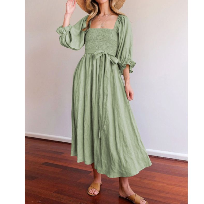 Variant image for Women's Ruffle Sleeve Midi Dress Lightweight A-Line Design - Trinity-13