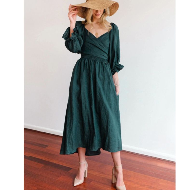 Women's Lightweight Ruffle Sleeve Midi Dress - Trinity