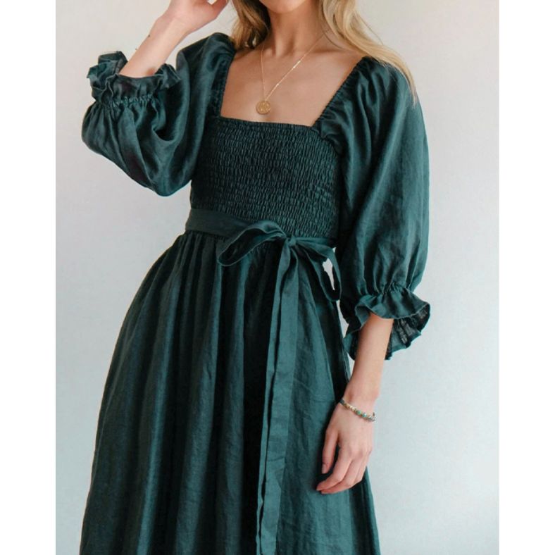 Women's Lightweight Ruffle Sleeve Midi Dress - Trinity