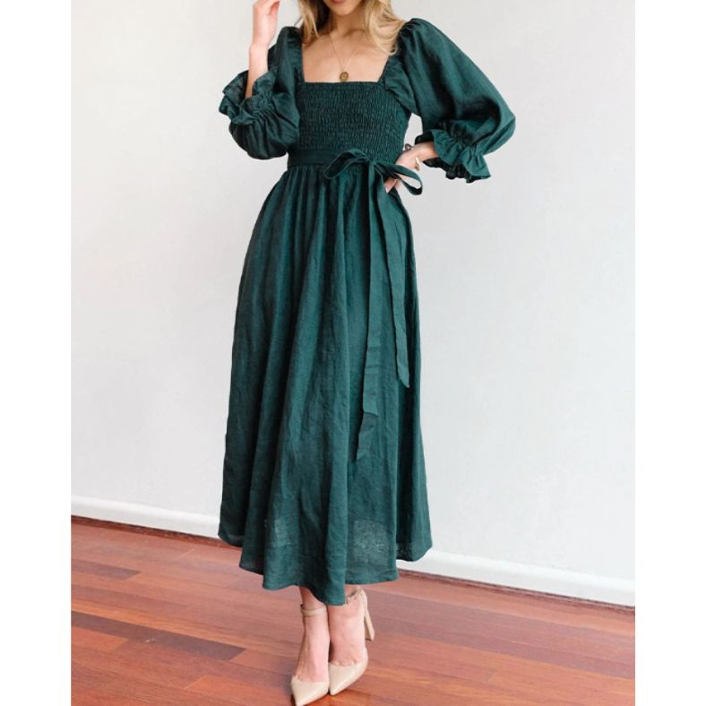 Women's Lightweight Ruffle Sleeve Midi Dress - Trinity