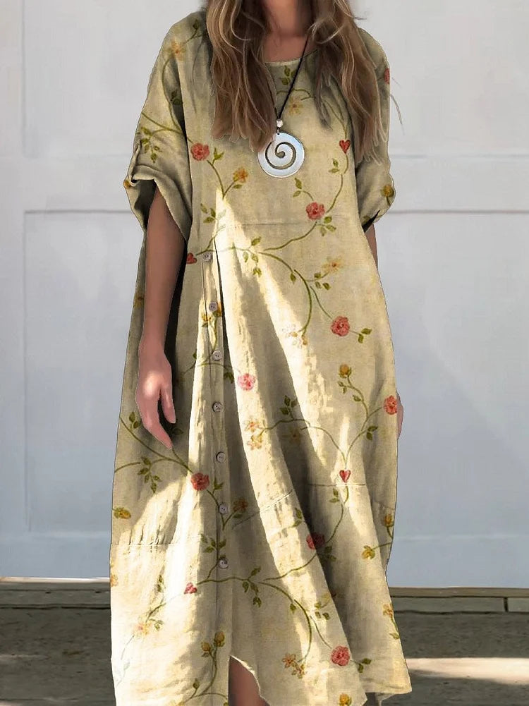 Ladies Casual Midi Blouse Dress - Meah-4