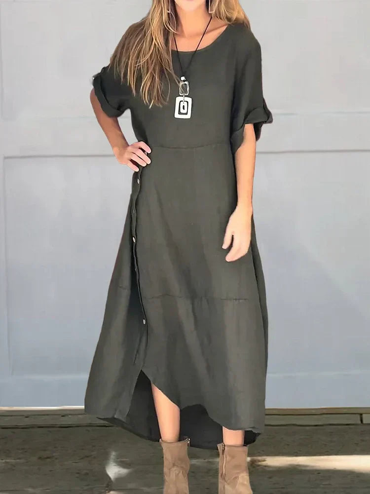 Ladies Casual Midi Blouse Dress - Meah-3