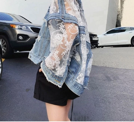 Women’s Casual Floral Denim Jacket - Emma