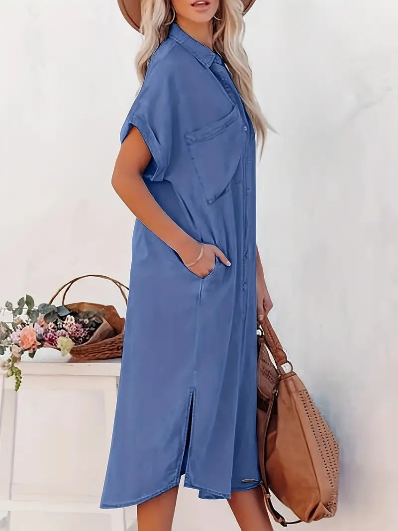 Women’s Summer Denim Midi Dress - Lina