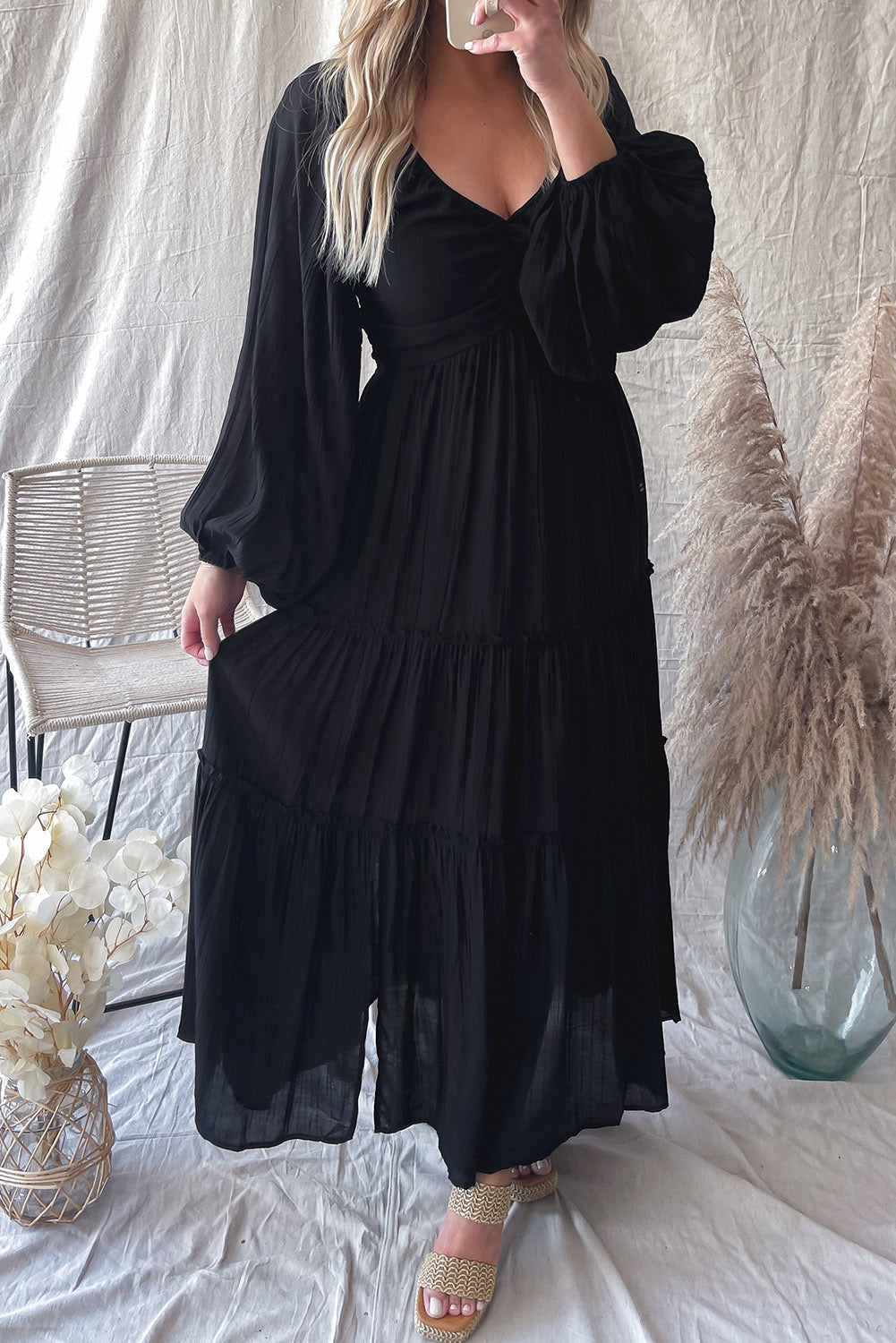 Ladies V Hals Maxi Summer Dress - Alessia-3