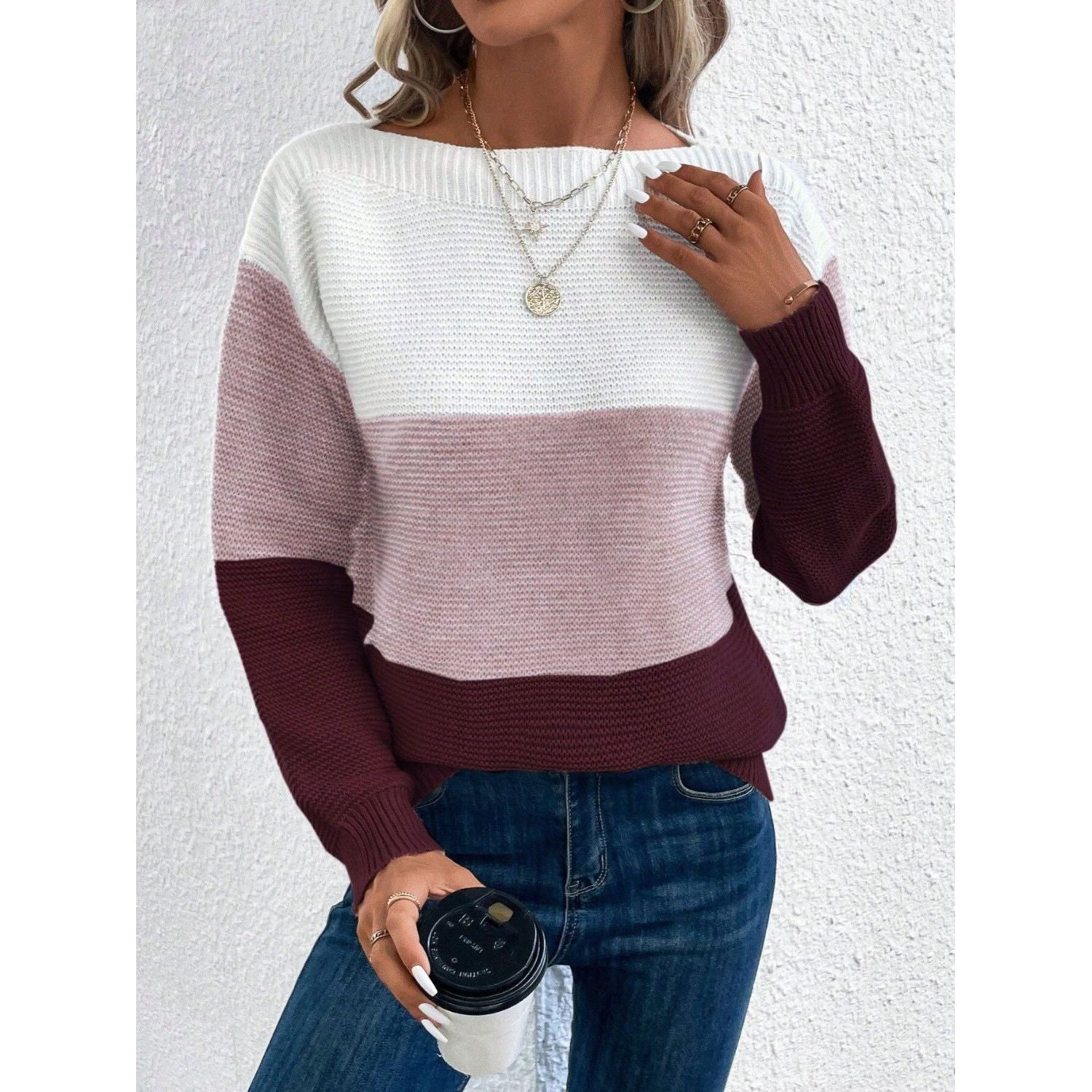 Variant image for Women’s Boat Neck Autumn Sweater Comfortable Cotton Design - Sigridur-31