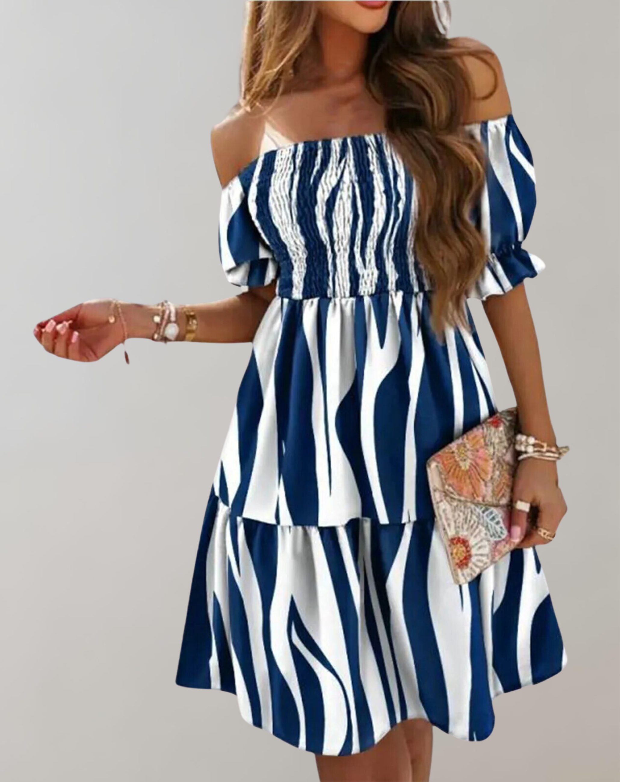 Women's Casual Off-shoulder Summer Mini Dress - Erica