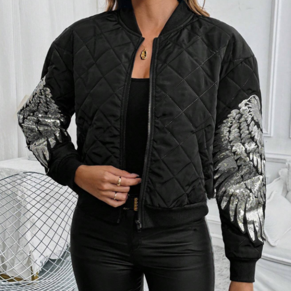Women's Stylish Zip Bomber Jacket - Mia