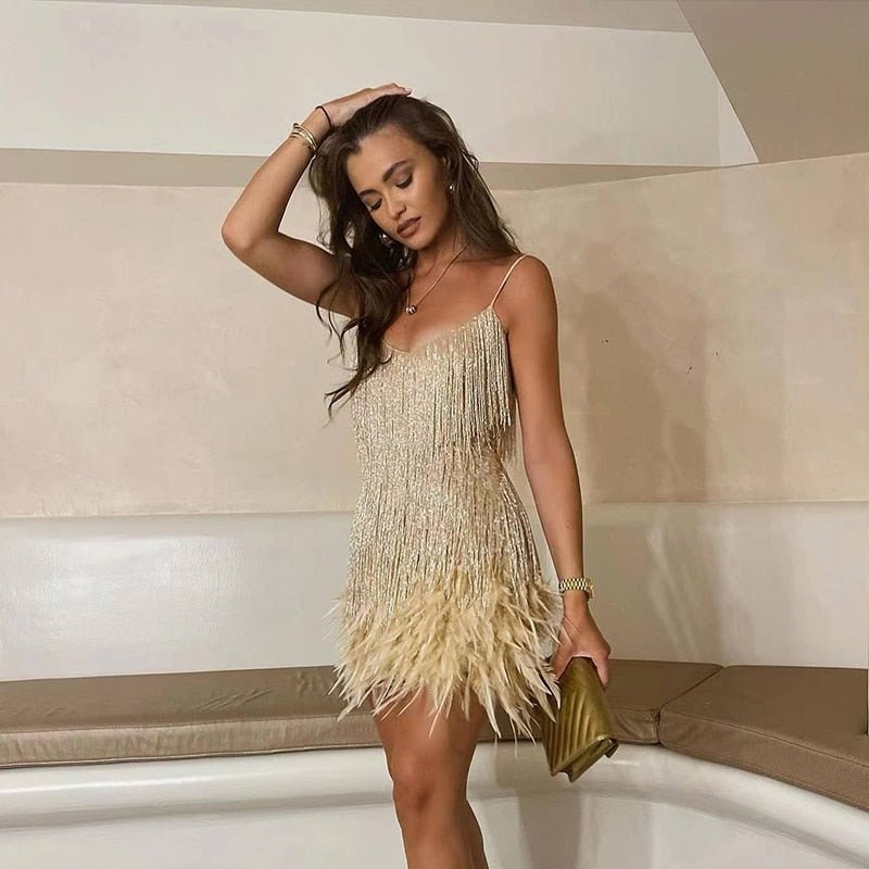 Feather Mini Dress | Cora