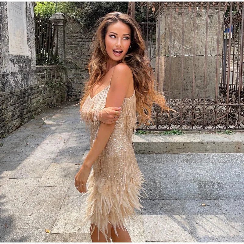 Feather Mini Dress | Cora