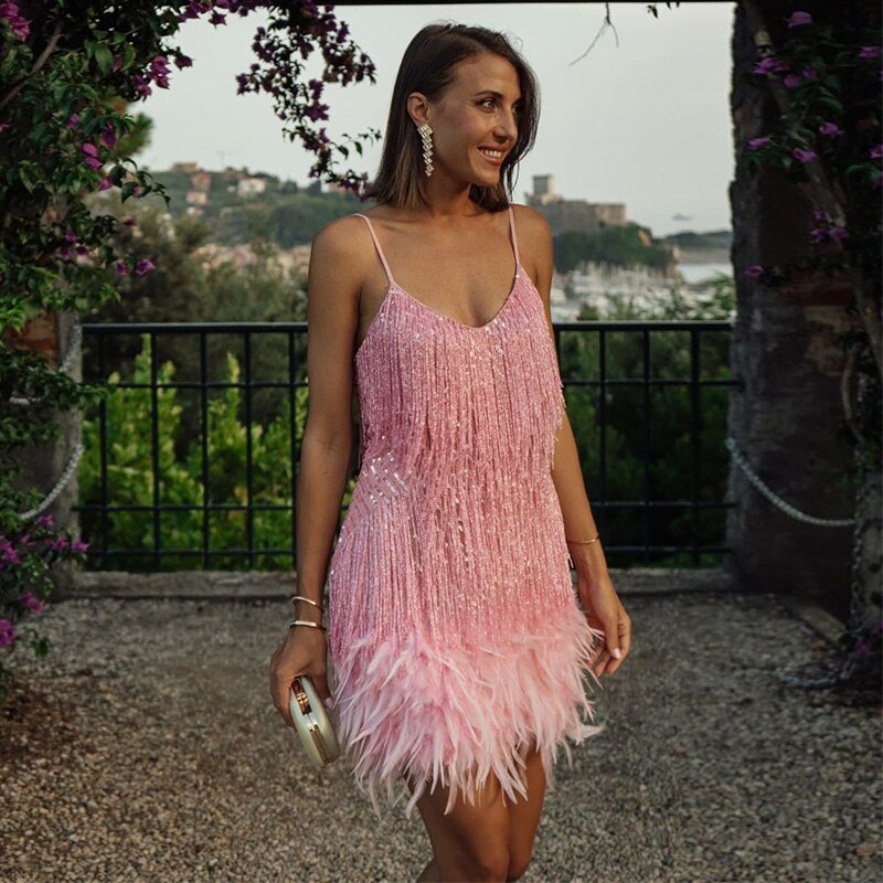 Feather Mini Dress | Cora
