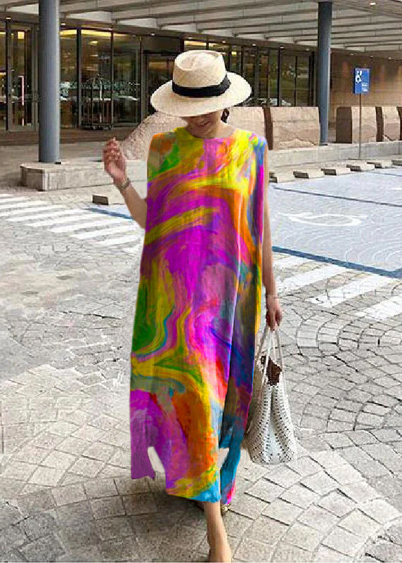 Bohemian O Neck Side Open Linen Cotton Clothes Fabrics Dress - Ophelia