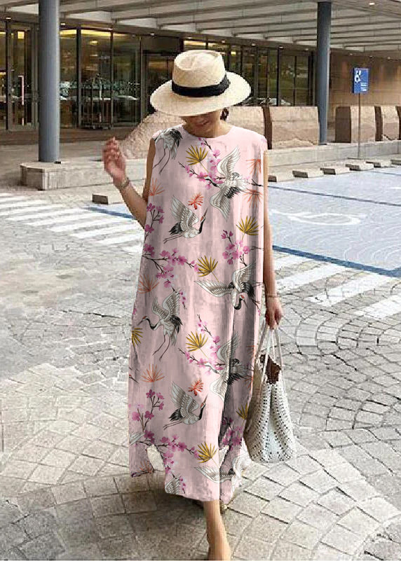 Bohemian O Neck Side Open Linen Cotton Clothes Fabrics Dress - Ophelia