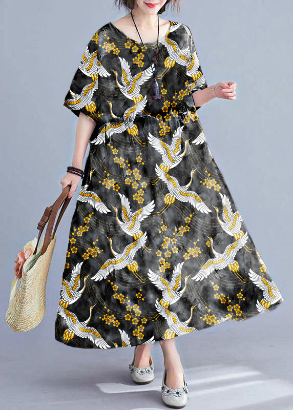 Bohemian floral Long dress half sleeve Cinched Maxi summer Dresses - Cleo