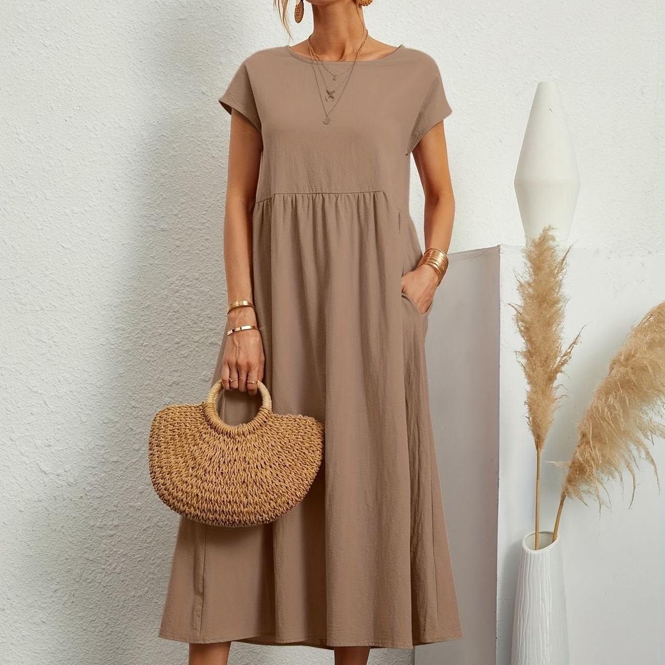 Variant image for Women’s Elegant Round Neck Dress Flowing Cut - Camille-41