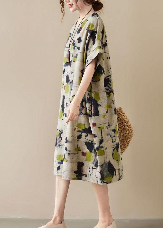 Classy Print O-Neck Pockets Summer Maxi Dresses Half Sleeve - Blair