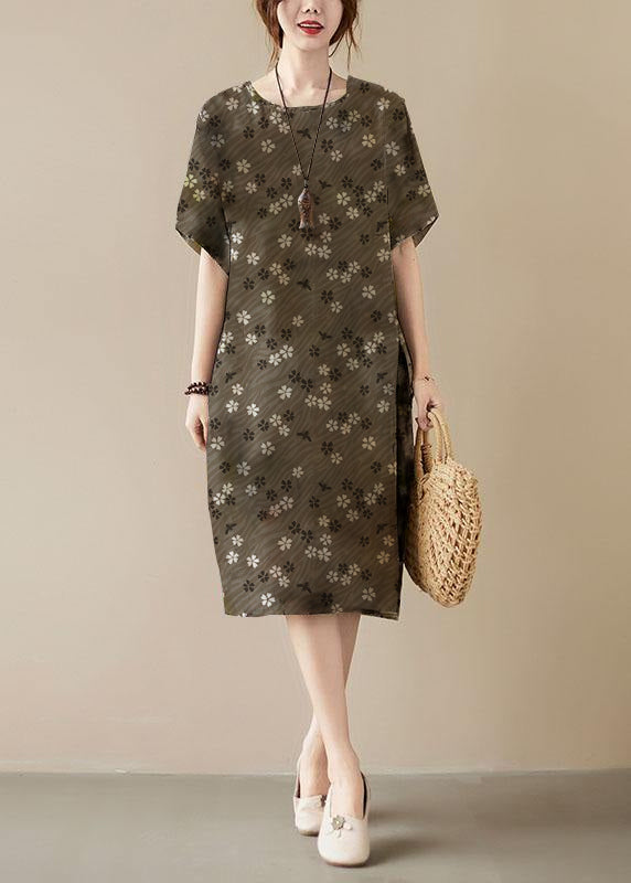 Classy Print O-Neck Pockets Summer Maxi Dresses Half Sleeve - Blair