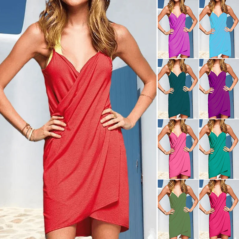 Ladies Wrap Around Mini Beach Dress - Bella-3