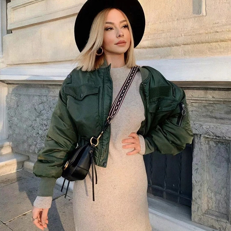 Women's Relaxed Fit Trendy Bomber Jacket - Brenda