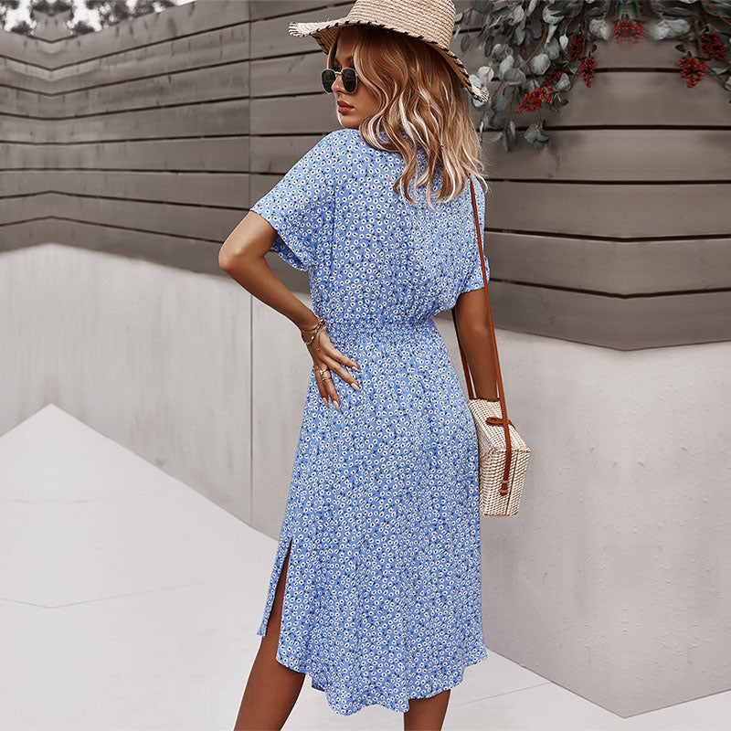 Women’s Button Front Belted Waist Summer Midi Dress - Svea
