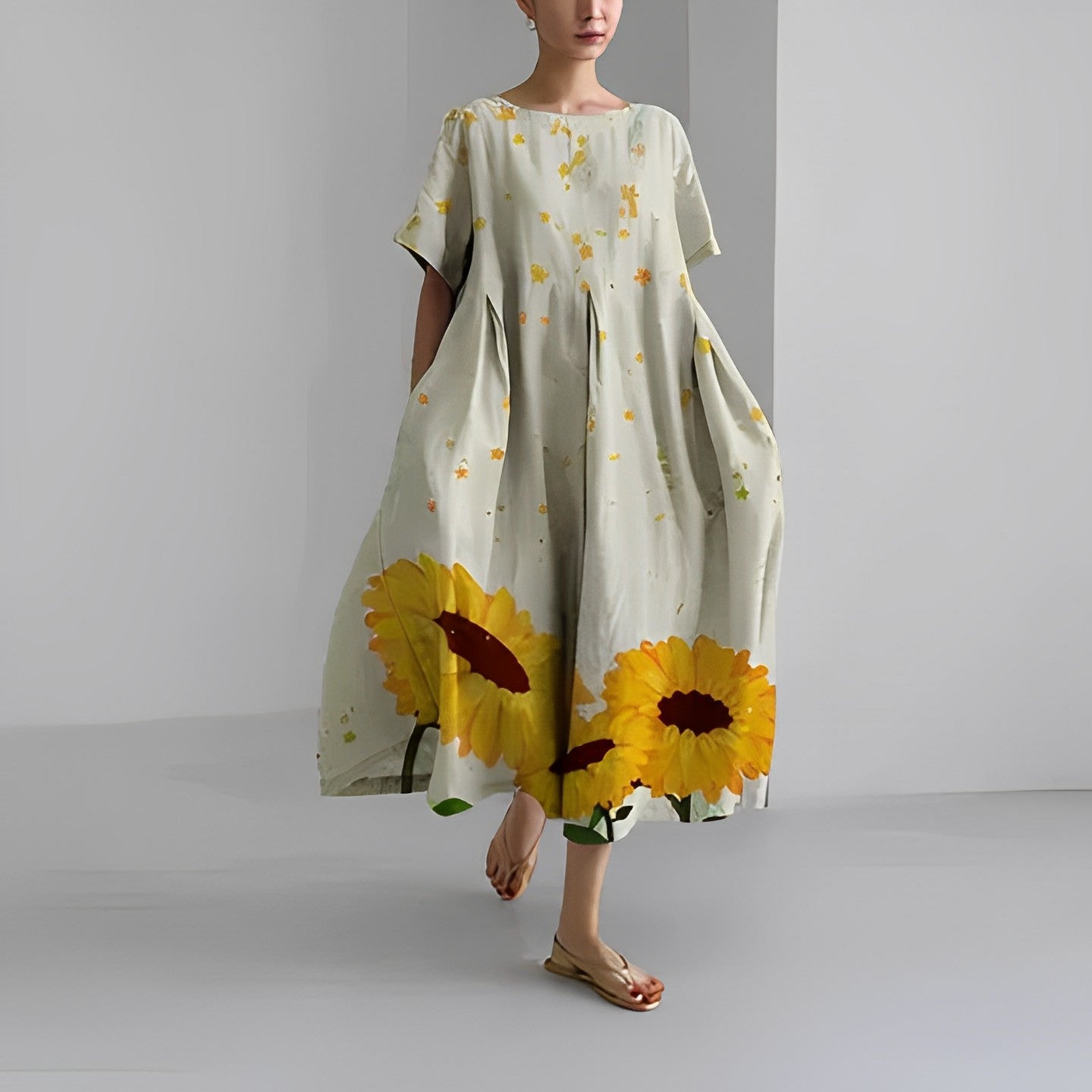 Women’s Boho Floral Summer Midi Dress - Rosa
