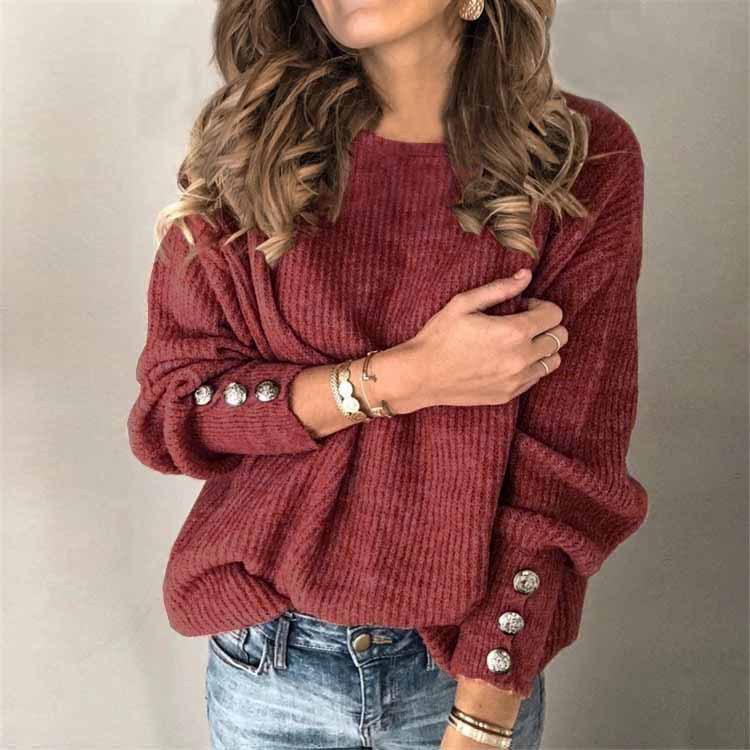 Variant image for Women’s Long Sleeve Knit Sweater with Button Placket - Elegant Comfort-57