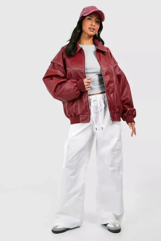 Women’s Oversized Zip Up Bomber Jacket - Nora