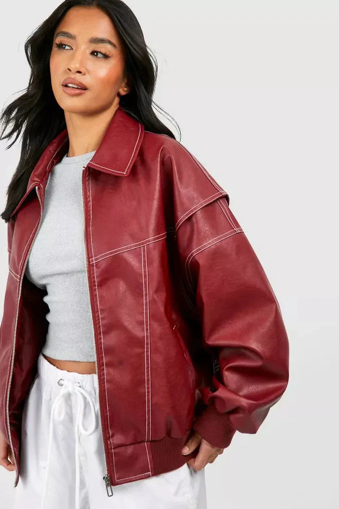 Women’s Oversized Zip Up Bomber Jacket - Nora