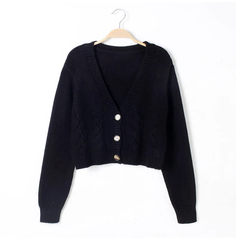 Women’s Cropped V-Neck Cardigan - Saoirse