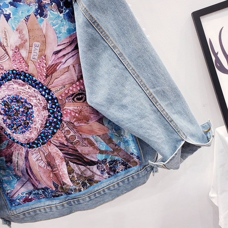 Women’s Oversized Unique Back Print Denim Jacket - Lynn