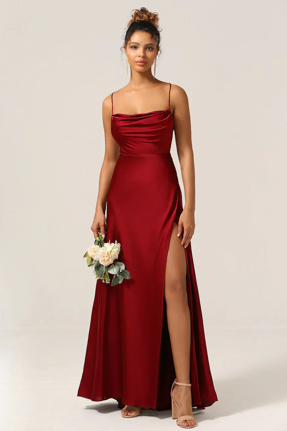 Women Elegant Draped with Spaghetti Carriers Maxi Dress - Alvaree