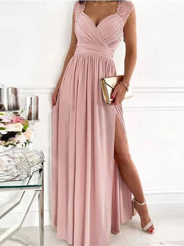 Variant image for Women’s Elegant V-Neck Cocktail Dress with Side Slit - Sophia-3