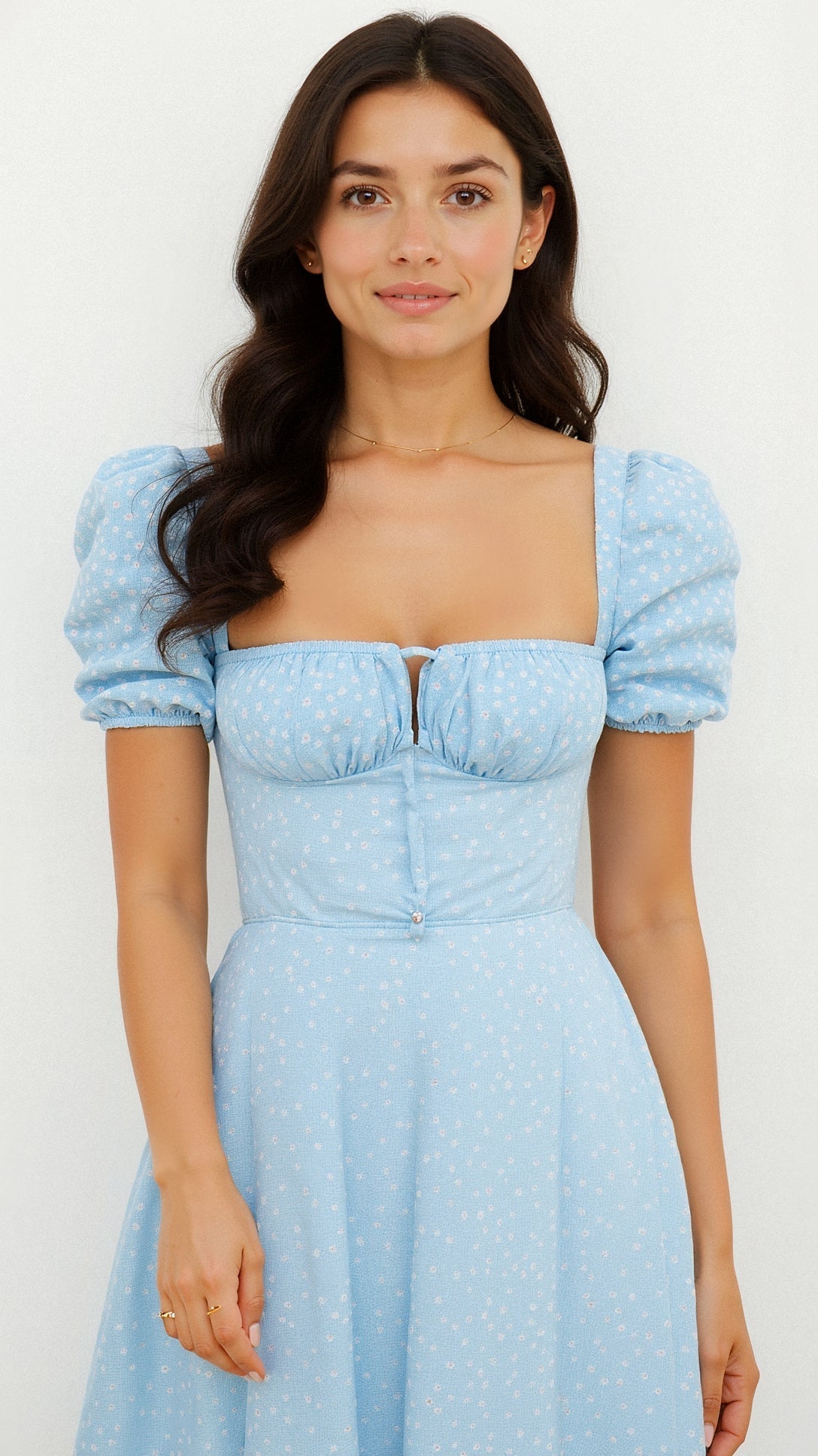 Women’s Midi Dress Elegant Square Neckline - Daniela