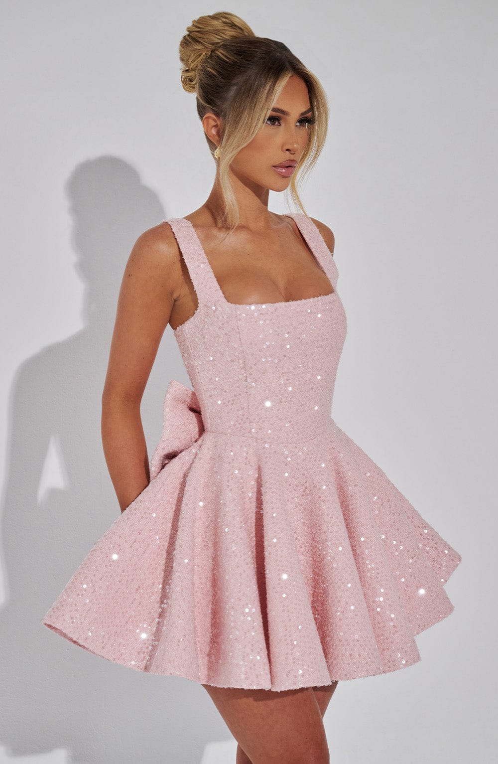 Women’s Elegant Square Neckline Mini Dress - Seraphina