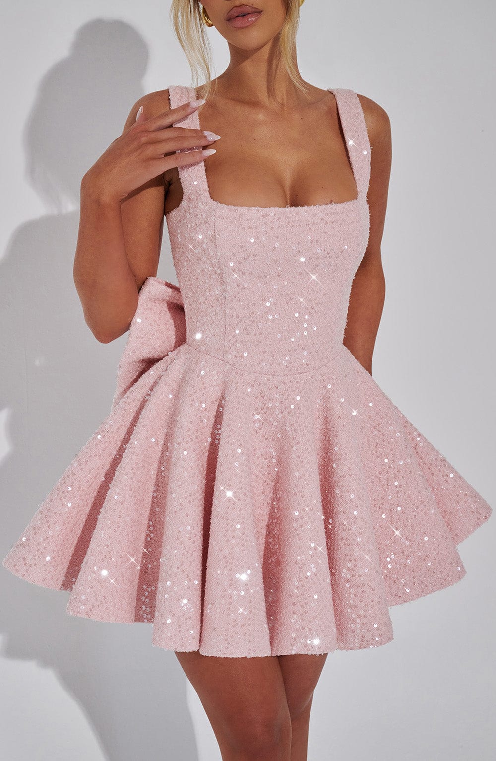 Women’s Elegant Square Neckline Mini Dress - Seraphina