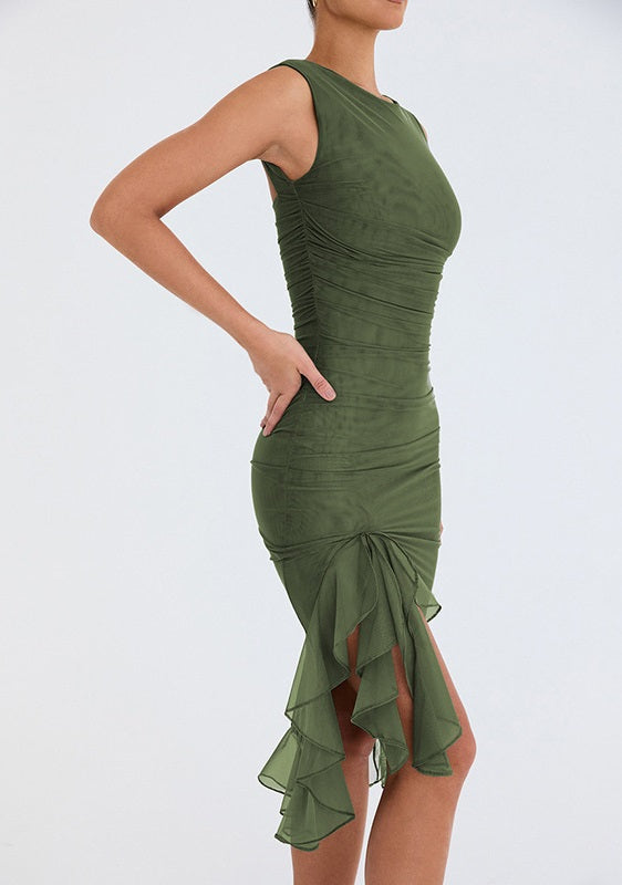 Women’s Elegant Ruched Midi Dress - Kylie