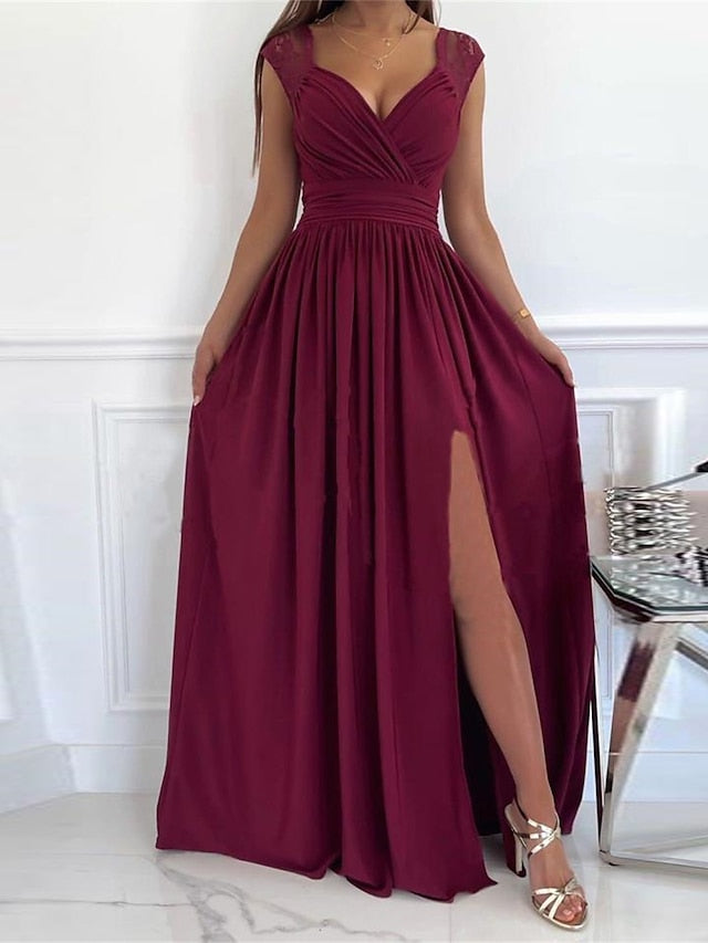 Women’s Elegant V-Neck Cocktail Dress - Sophia