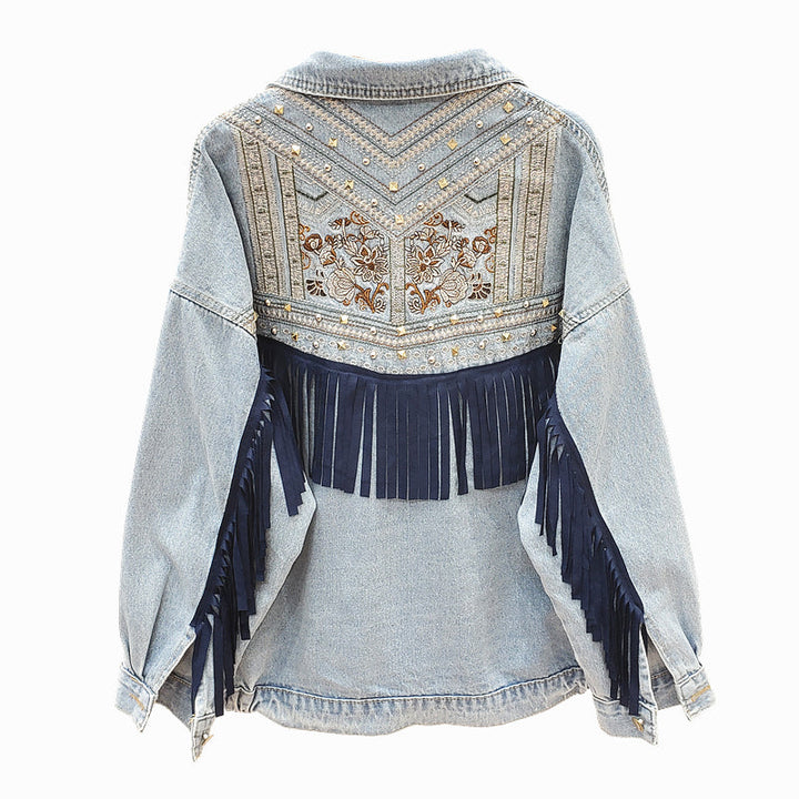 Women’s Floral Print Denim Jacket - Cara