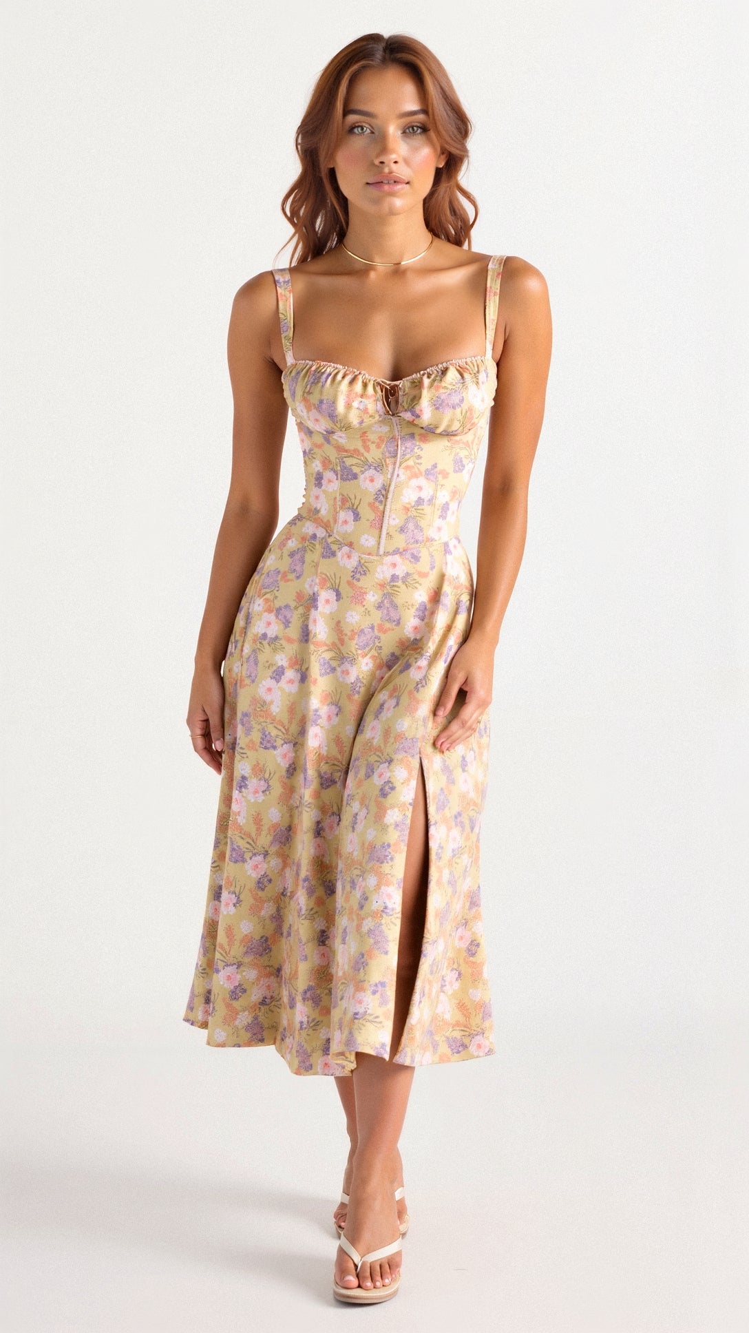Variant image for Women’s Summer Dress Elegant Bustier Design with Side Slit - Kiana-1