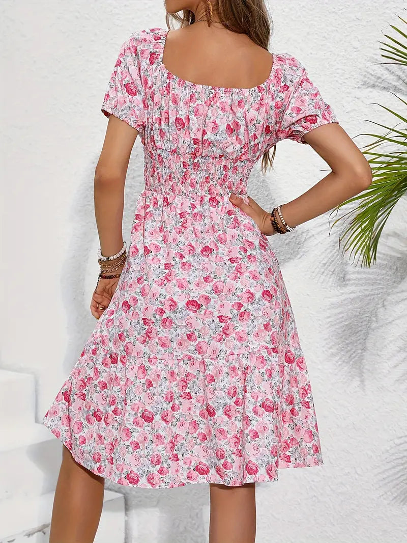 Women's Floral Summer Midi Dress - Sophia