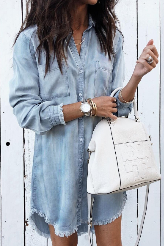  Ladies Summer Dress In Washed Denim - Nora-1