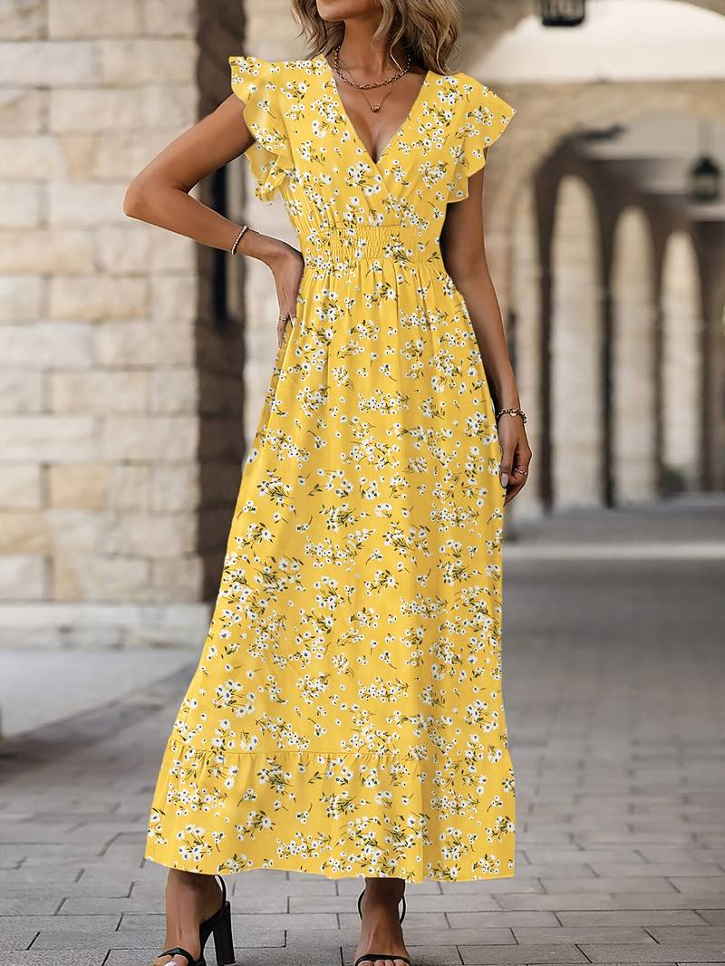 Women's Ruffled Hem Summer Maxi Dress - Juliette