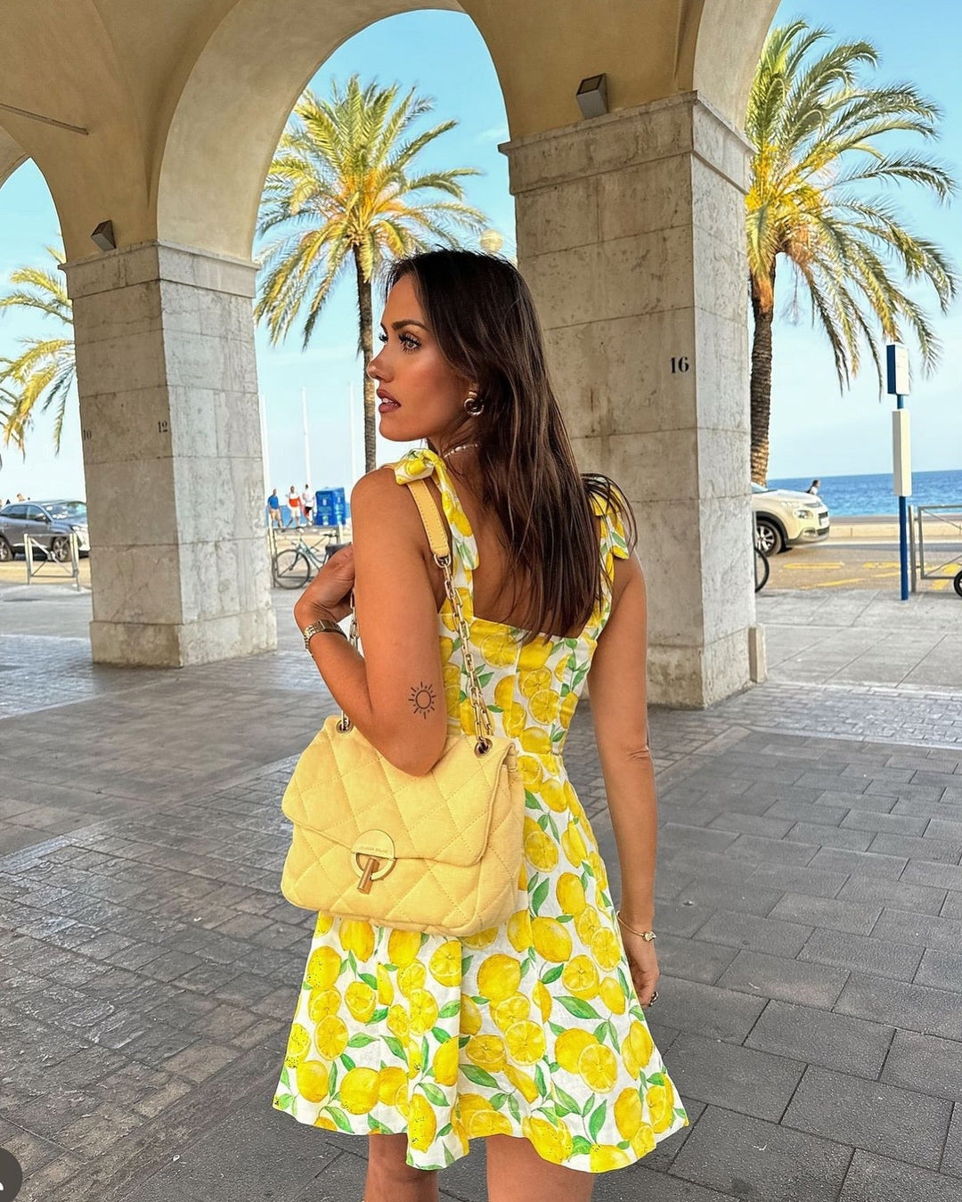 Women’s Lemon Print Casual Mini Summer Dress - Cleo