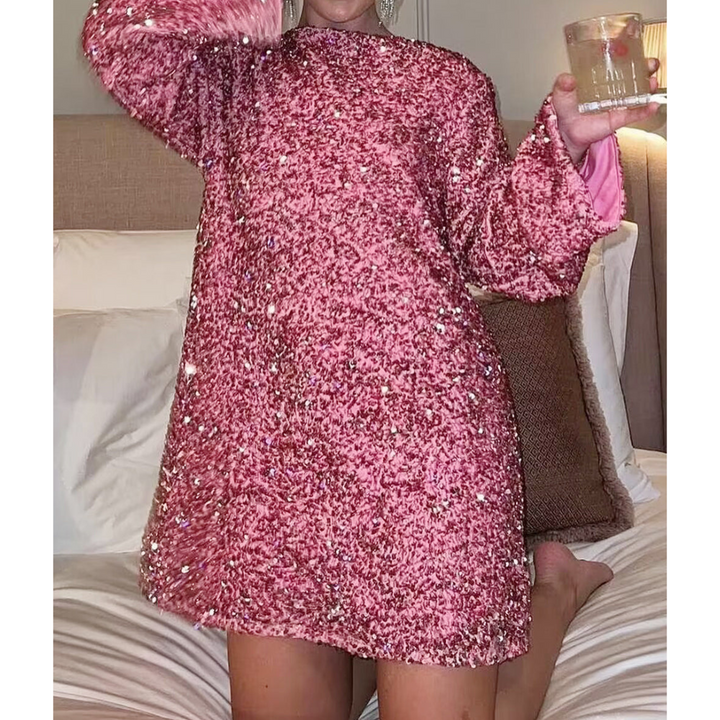 Women’s Elegant Shimmering Cocktail Mini Dress - Antonette