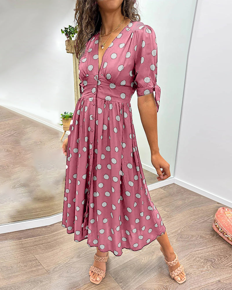 Variant image for Women’s Midi Dress Classic Polka Dot Design - Christa-15