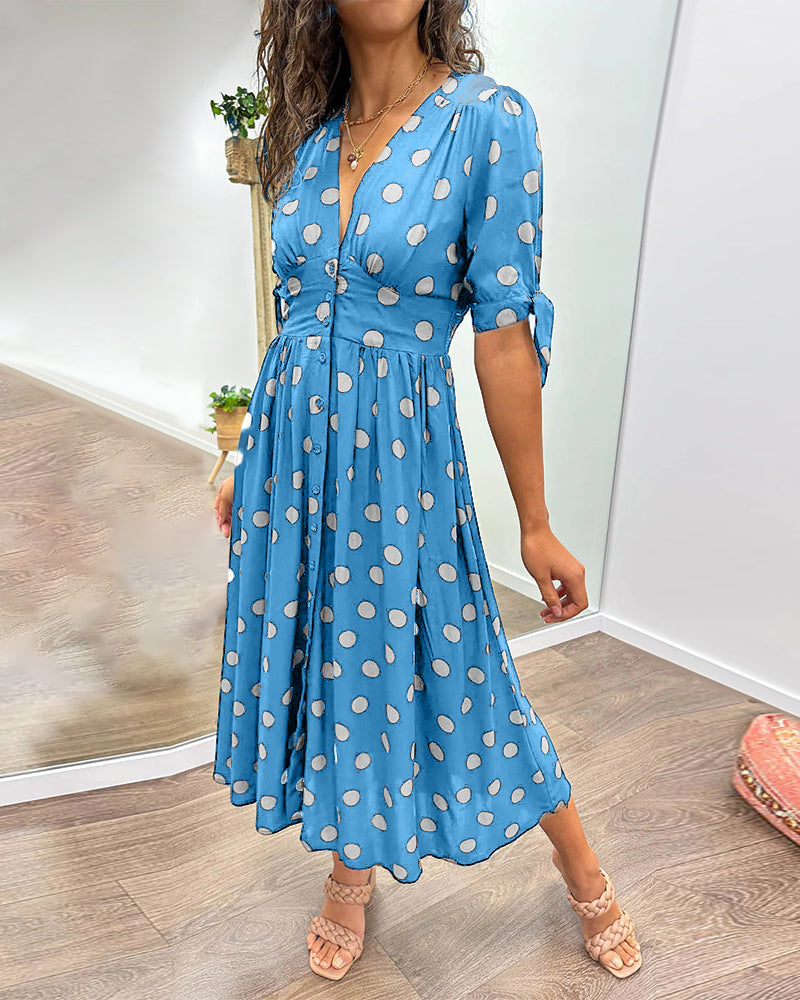 Variant image for Women’s Midi Dress Classic Polka Dot Design - Christa-21