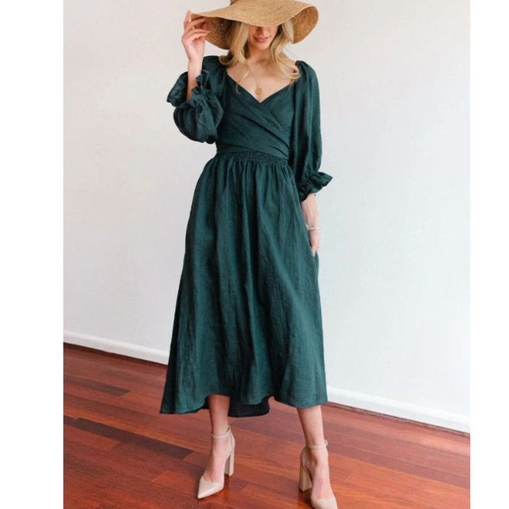 Women's Lightweight Ruffle Sleeve Midi Dress - Trinity