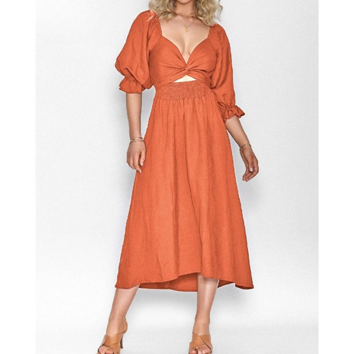 Variant image for Women's Ruffle Sleeve Midi Dress Lightweight A-Line Design - Trinity-9