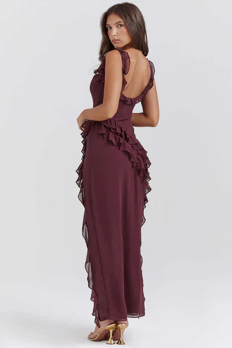Women’s Elegant Flared Ruffled Maxi Dress - Isabella